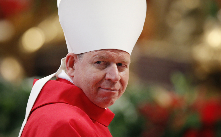 Lithuanian Archbishop Gintaras Grusas is seen at St. Peter's Basilica at the Vatican in this 2013 file photo. (CNS photo/Paul Haring)