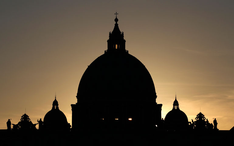 The dome of St. Peter’s Basilica is seen at sunset at the Vatican. (CNS/Paul Haring)