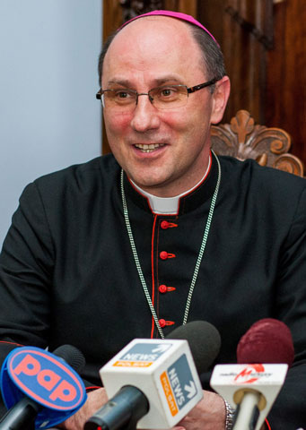 Archbishop Wojciech Polak speaks at a press conference in Gniezno, Poland, in May 2014. (Newscom/EPA/Pawel Jaskolka)