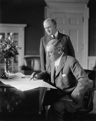 President Woodrow Wilson with his private secretary, Joseph Patrick Tumulty, circa 1915 (Newscom/Everett Collection)