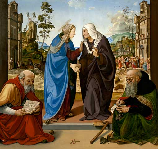 Piero di Cosimo, "The Visitation with St. Nicholas and St. Anthony Abbot" (circa 1489-90). Oil on panel. National Gallery of Art, D.C., Samuel H. Kress Collection.