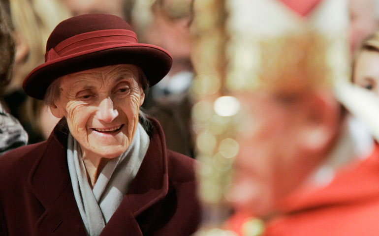 Franziska Jägerstätter attends her husband’s beatification ceremony at St. Mary’s Cathedral in Linz, Austria, in 2007. (CNS/Reuters)