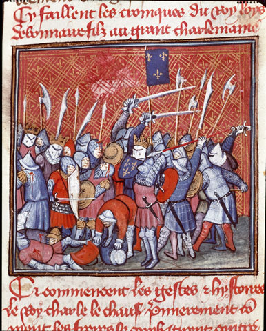 A 14th-century French miniature depicts Charles Bald in battle. (Newscom/Leemage /Universal Images Group)