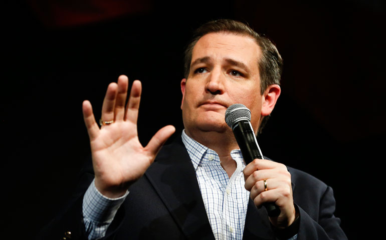 Republican U.S. presidential candidate Ted Cruz holds a campaign event March 18 at Arizona Christian University in Phoenix. (CNS/Nancy Wiechec)
