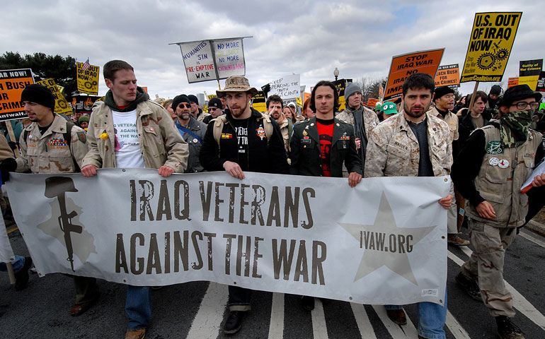 Members of Iraq Veterans Against the War join a rally in March 2007 in Washington, D.C. (Newscom/Abacausa.com/Olivier Douliery)