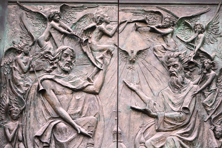 The Trinity is depicted on the doors of Almudena Cathedral in Madrid. (Wikimedia Commons/©José Luiz Bernardes Ribeiro)