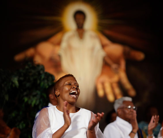 A dancer performs at St. Sabina Catholic Church during its Unity Mass in Chicago Sept. 2, 2012. (Newscom/Reuters/John Gress)