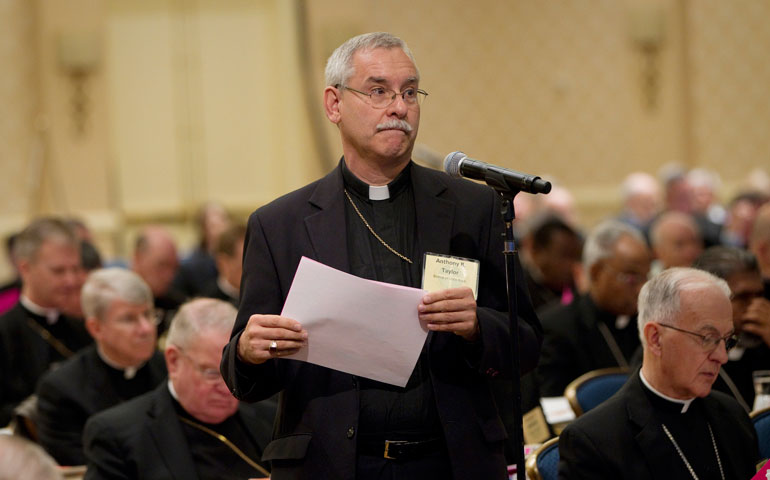 Bishop Anthony Taylor of Little Rock, Ark., speaks at the U.S. bishops' fall meeting in Baltimore in 2012. (CNS/Nancy Phelan Wiechec)