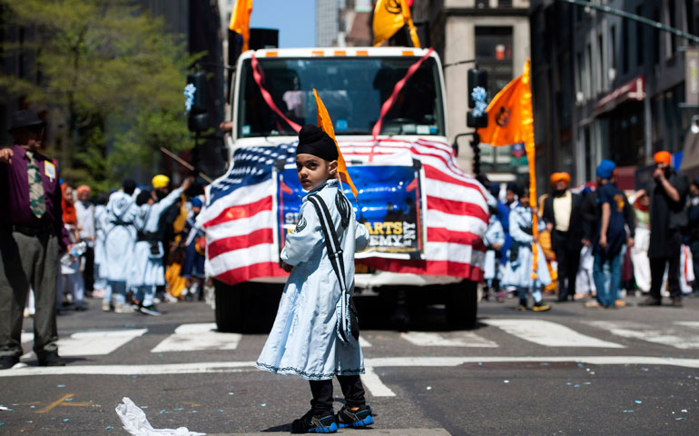 A boy marches in the annual Sikh Day Parade in New York April 27. (Newscom/Reuters/Keith Bedford)