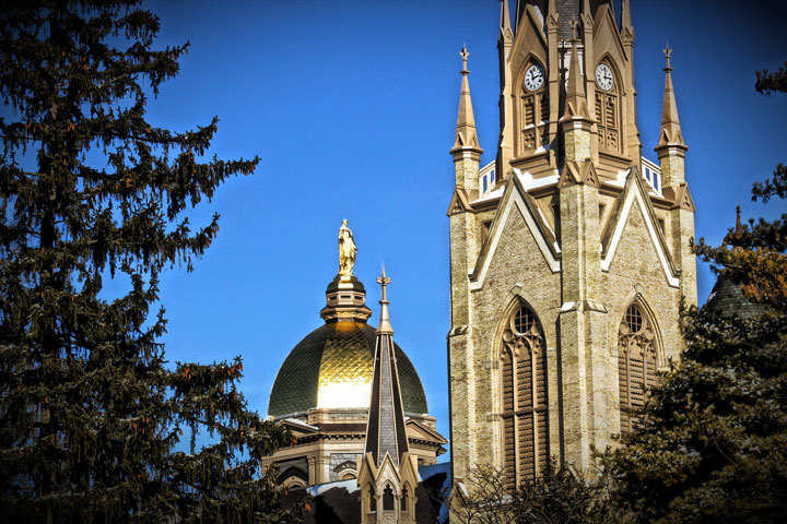 The University of Notre Dame in South Bend, Ind., and its famous Golden Dome (Wikimedia Commons/Michael Fernandes)