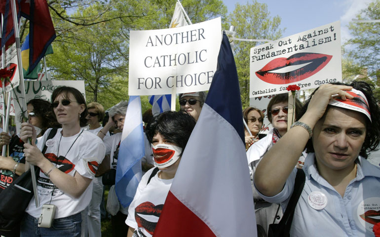 Catholics for a Free Choice supporters march to the Vatican Embassy in Washington in April 2004. (Newscom/UPI Photo/Yuri Gripas)