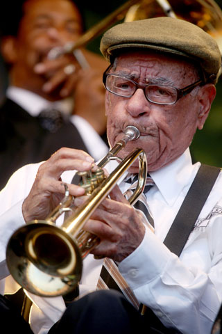 Lionel Ferbos performs in New Orleans in May 2012. (Sipa USA/Charlie Varley)