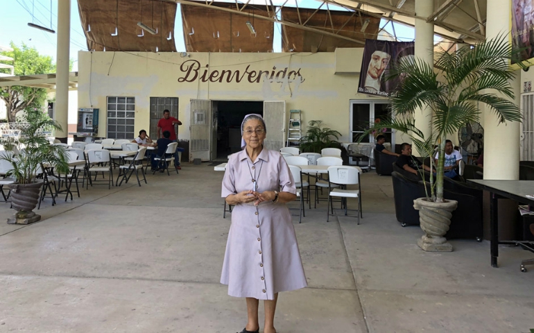 Daughter of Charity Sr. Edith Garrido in the main area of Casa del Migrante Reynosa (GSR photo/Soli Salgado)