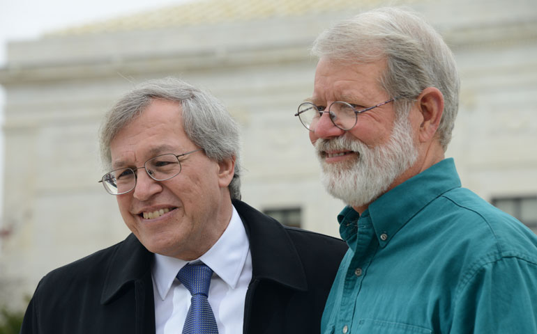John Dennis Apel, right, with his lawyer, Erwin Chemerinsky, outside the Supreme Court in Washington Dec. 4 (Jim Schlight)