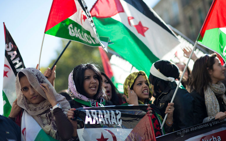 Activists call for the independence of Western Sahara during a protest in Madrid Nov. 9. (AFP/Getty Images/Dani Pozodani Pozo)