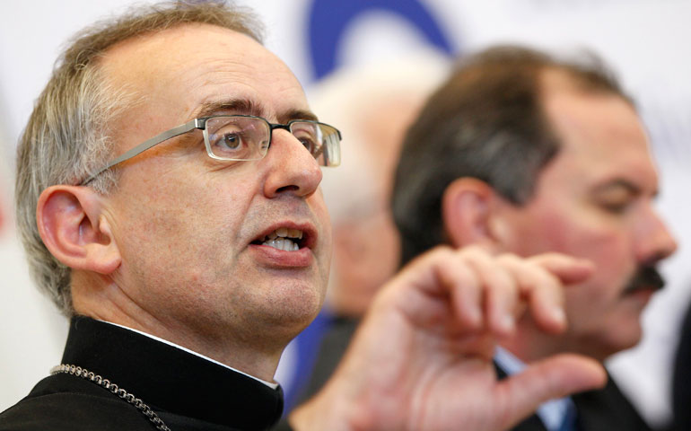 Abbot Martin Werlen speaks during a news conference of the Swiss bishops’ conference in Bern Sept. 15, 2011. (Reuters/Ruben Sprich)