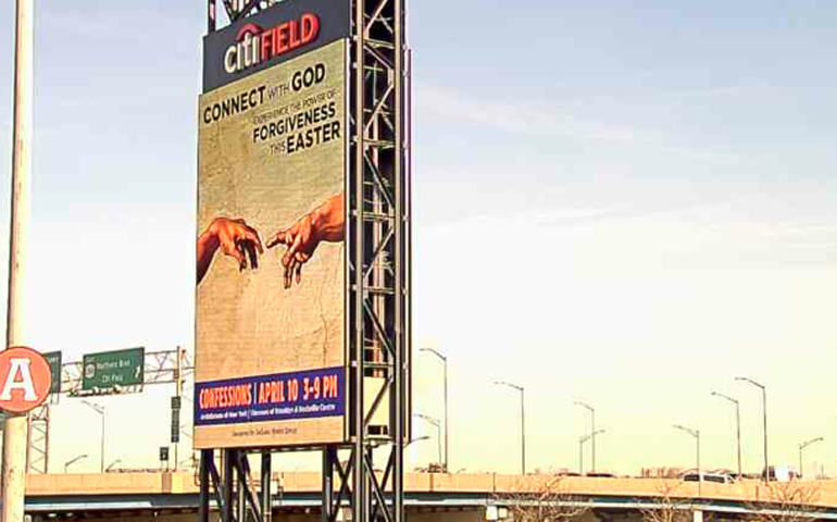 The DeSales Media Group recreated Michelangelo's "The Creation of Adam" on a billboard as a way to advertise the "Reconciliation Monday" campaign.