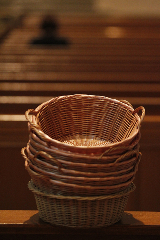 Collection baskets in a June 2012 CNS file photo (CNS/Bob Roller)