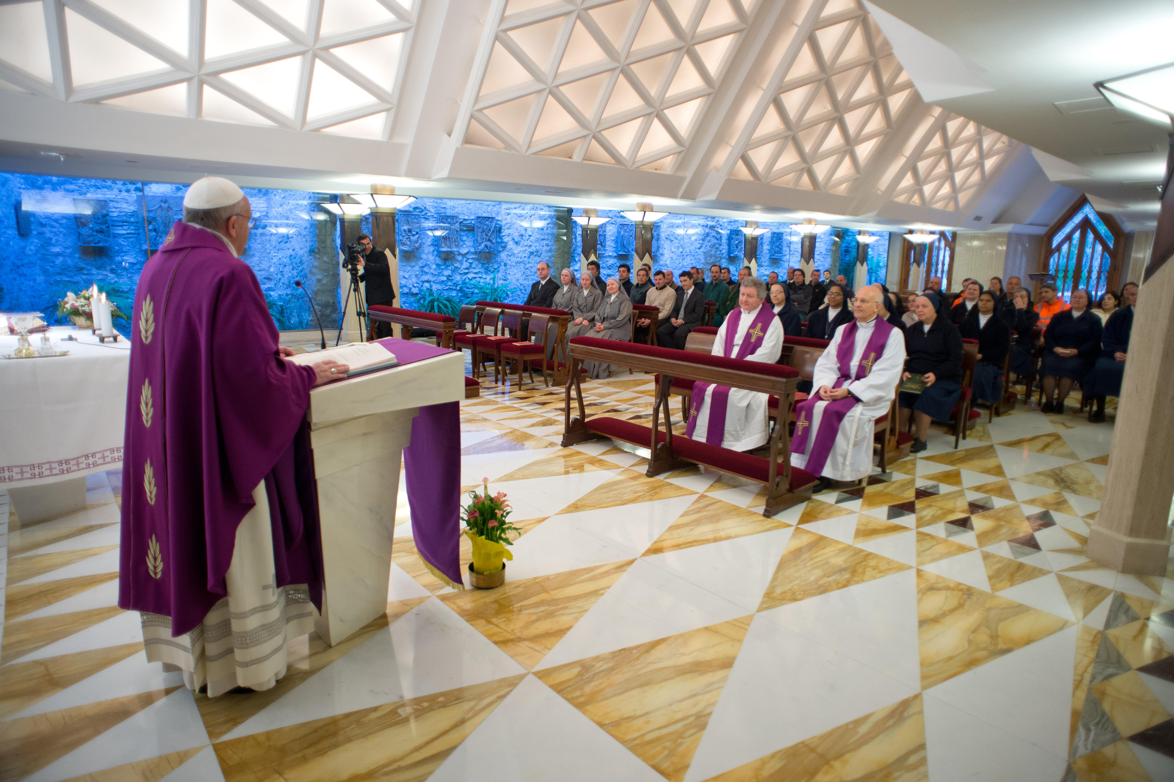 Pope Fancis preaching in Domus Sanctae Marthae (CNS photo)