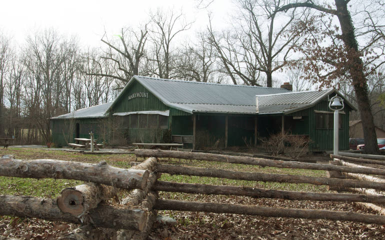 Camp Marymount in Fairview, Tenn., a traditional overnight summer camp in the Diocese of Nashville, is celebrating its 75th anniversary this year. The old lodge sits at the center of camp and is still used for meeting space and activities. (CNS photos/Theresa Laurence, Tennessee Register)