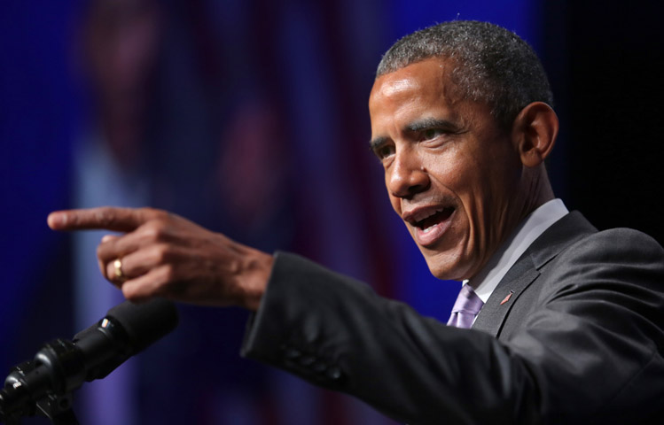 U.S. President Barack Obama, speaking June 9 in Washington. (CNS/Bob Roller)
