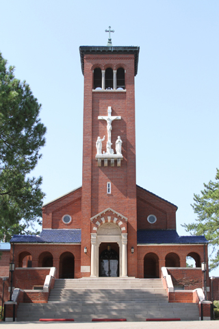 The front of St. Jude Church in Montgomery, Ala., is seen July 31. Marchers marking the 50th anniversary of the Voting Rights Act of 1965 ended an Aug. 1 march from Selma., Ala., at the church. In 1965 civil rights marchers camped on the St. Jude campus after following a similar route. (CNS photo/Michael Alexander, Georgia Bulletin)