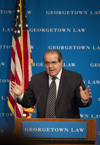 U.S. Supreme Court Justice Antonin Scalia in a CNS 2013 file photo at Georgetown University Law Center in Washington (CNS/Nancy Phelan Wiechec) 