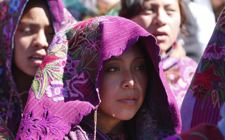 People attend Pope Francis' celebration of Mass with the indigenous community from Chiapas in San Cristobal de Las Casas, Mexico, Feb. 15. (CNS/Paul Haring)
