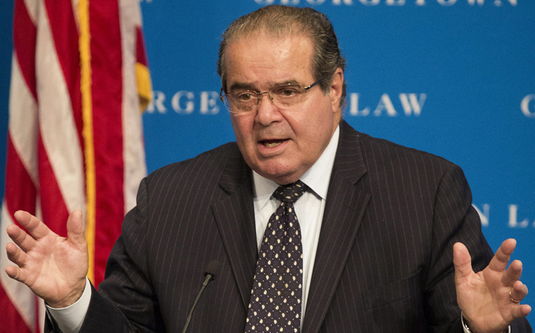 U.S. Supreme Court Justice Antonin Scalia is seen in a 2013 file photo at Georgetown University Law Center. Scalia died Feb. 13. (CNS/Nancy Phelan Wiechec)
