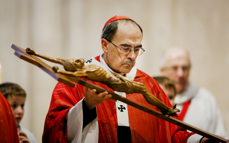 Cardinal Philippe Barbarin is seen during a service on Good Friday in St.-Jean Cathedral in Lyon, France, March 25, 2016. (CNS/Reuters/Robert Pratta)