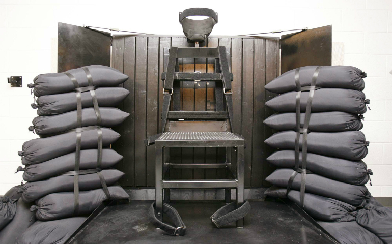 The execution chamber at the state prison in Draper, Utah, is seen after Ronnie Lee Gardner was executed by a firing squad in this June 18, 2010, file photo. (CNS photo/Trent Nelson-Salt Lake Tribune pool via Reuters)
