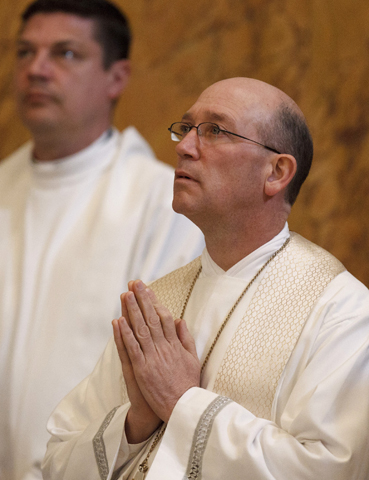 Pope Francis has appointed Bishop Edward M. Rice, pictured in a 2012 photo at the Vatican, to head the Diocese of Springfield-Cape Girardeau, Mo. He had been auxiliary bishop in the St. Louis Archdiocese. The appointment was announced April 26 in Washington. (CNS/Paul Haring)