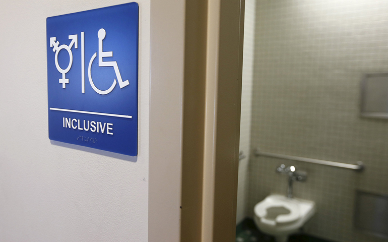 A gender-neutral bathroom is seen in this 2014 file photo, at the University of California, Irvine. (CNS/Lucy Nicholson, Reuters)