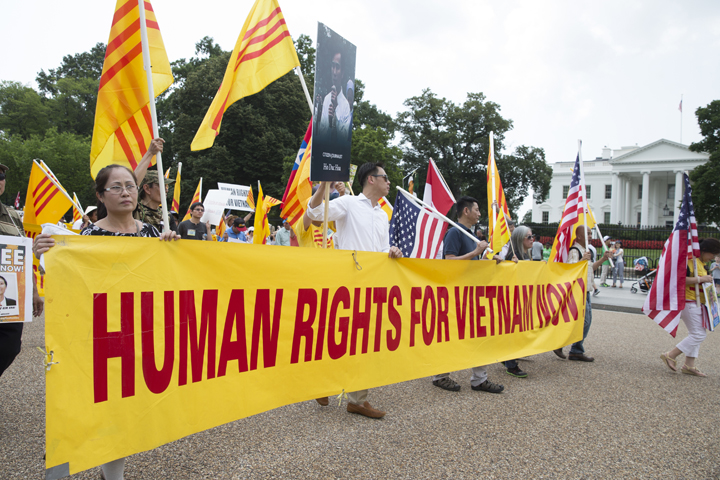 People protest for human rights and democracy in Vietnam outside the White House in 2015 in Washington. (CNS/Michael Reynolds, EPA)