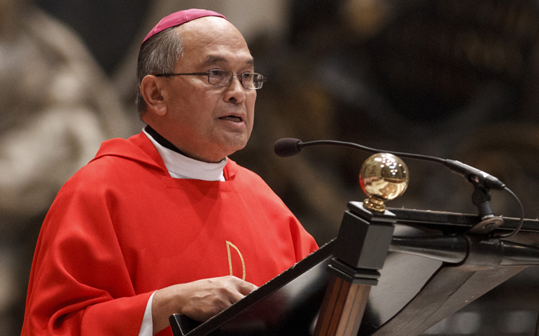 Archbishop Anthony Apuron of Agana, Guam, pictured in a 2012 photo at the Vatican (CNS/Paul Haring)