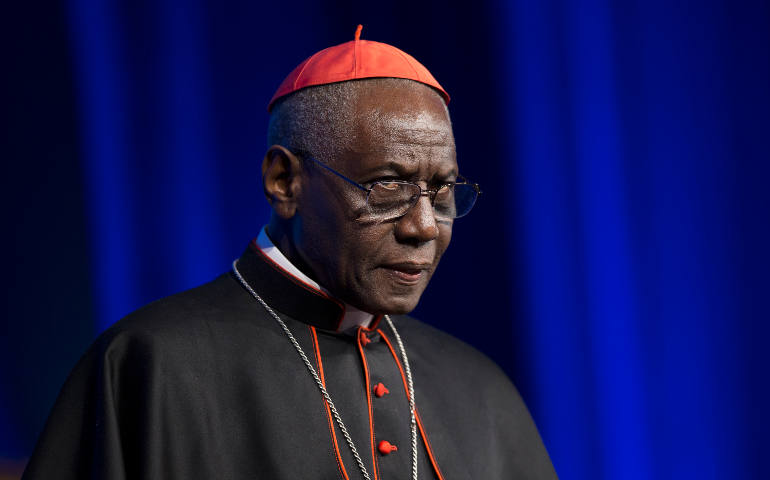 Cardinal Robert Sarah, prefect of the Congregation for Divine Worship and the Sacraments, is pictured at the National Catholic Prayer Breakfast May 17 in Washington. The Vatican's liturgy chief, Sarah has asked priests to begin celebrating the Eucharist facing east, the same direction the congregation faces. (CNS photo/Bob Roller)
