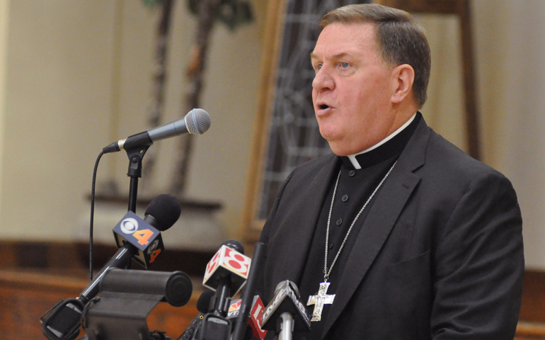 Cardinal-designate Joseph Tobin of Indianapolis speaks at an Oct. 10 news conference in Indianapolis. (CNS/Sean Gallagher, The Criterion)