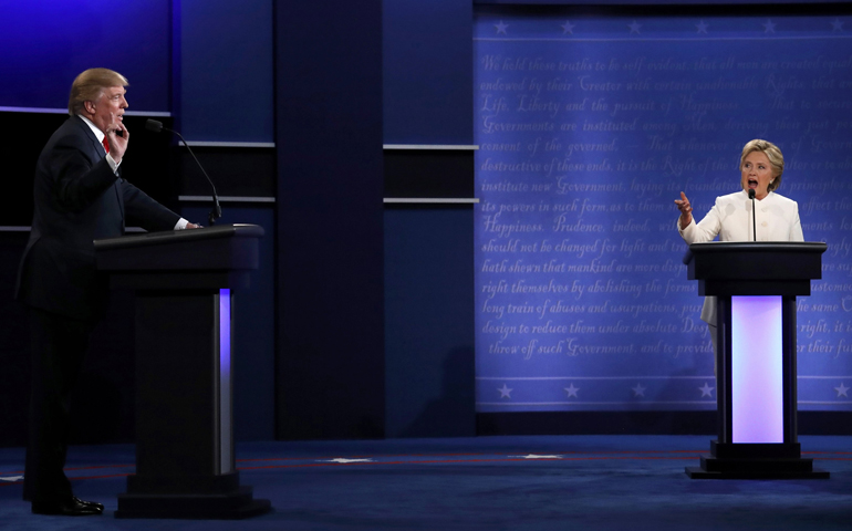 Donald Trump and Hillary Clinton in Las Vegas during the final 2016 presidential campaign debate Oct. 19. (CNS/Carlos Barria, Reuters)