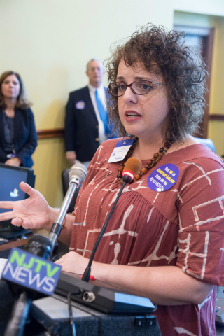 Sarah Steele speaks during a news conference Oct. 20 in the New Jersey State House Annex in Trenton about her battle with terminal brain cancer and the fact that she is alive 10 years after she was only given months to live. (CNS photo/Joe Moore, Catholic Monitor)