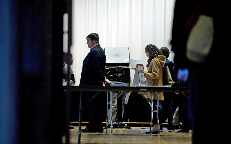 Voters are seen inside St. Francis Hall in Washington Nov. 8. (CNS/Tyler Orsburn)