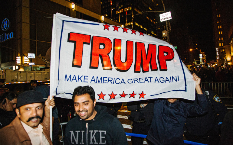 Supporters of President-elect Donald Trump are seen in New York City Nov. 8, 2016. (CNS/Alba Vagary, EPA)