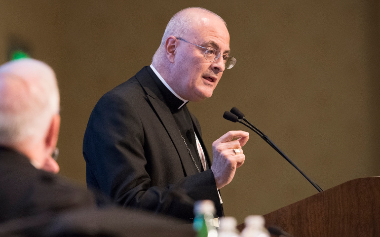 Maronite Bishop Gregory Mansour of Brooklyn, N.Y., speaks Nov. 15 during the annual fall general assembly of the U.S. Conference of Catholic Bishops in Baltimore. (CNS/courtesy Jeffrey Bruno, EWTN) 