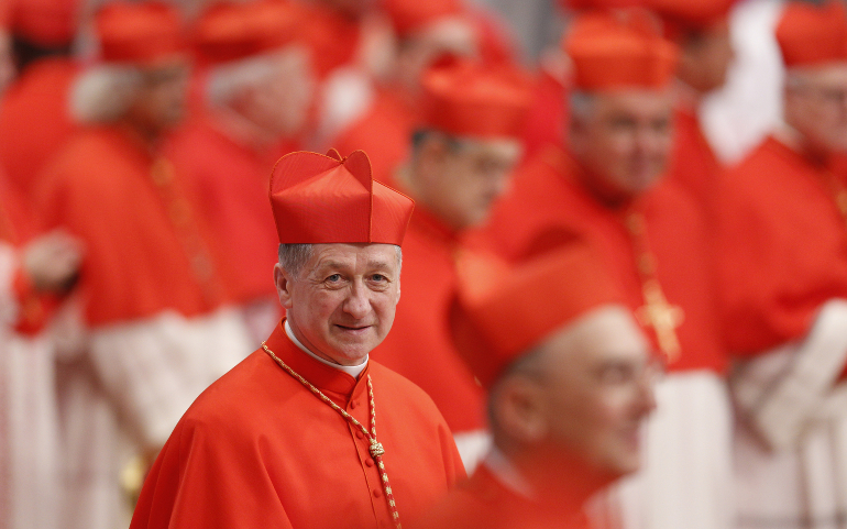 New Cardinal Blase J. Cupich of Chicago attends a consistory led by Pope Francis in St. Peter's Basilica at the Vatican Nov. 19. The pope created 17 new cardinals. (CNS photo/Paul Haring)