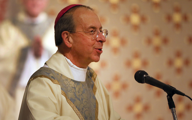 Baltimore Archbishop William Lori speaks Nov. 14, 2016, at the annual fall general assembly of the U.S. bishops' conference in Baltimore.