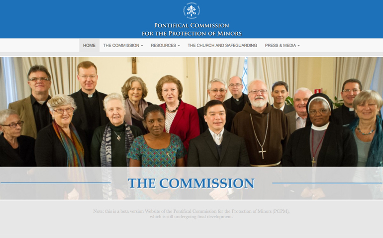 Dec. 6, 2016, screenshot of a beta version website of The Pontifical Commission for the Protection of Minors (CNS)