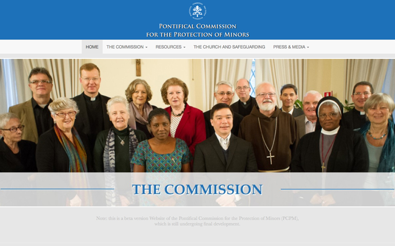 Dec. 6, 2016, screenshot of a beta version website of The Pontifical Commission for the Protection of Minors (CNS)
