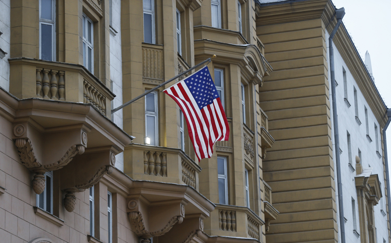 The U.S. Embassy is seen in Moscow, Russia, Dec. 30, 2016. (CNS/Yuri Kochetkov, EPA)