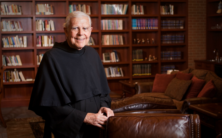 Franciscan Father Michael Scanlan, retired president of Franciscan University in Steubenville, Ohio, died Jan. 7 after a long illness. He is pictured in a 2009 photo. (CNS photo/Kevin R. Cooke, Franciscan University)