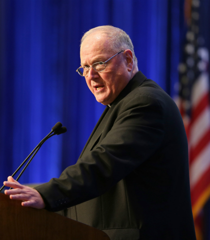 : New York Cardinal Timothy Dolan speaks during the 2016 fall general assembly of the U.S. Conference of Catholic Bishops in Baltimore. (CNS/Bob Roller)