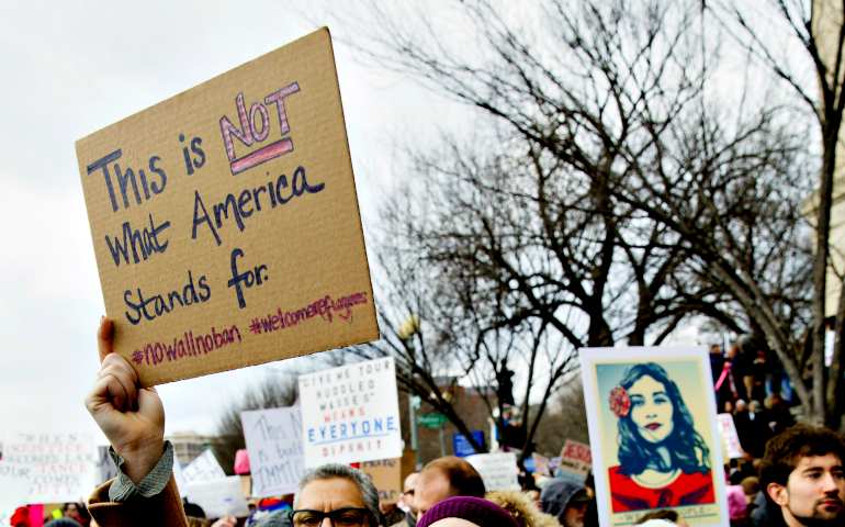 A sign at a Jan. 29 protest near the White House in Washington (CNS/Catholic Standard/Jaclyn Lippelmann)